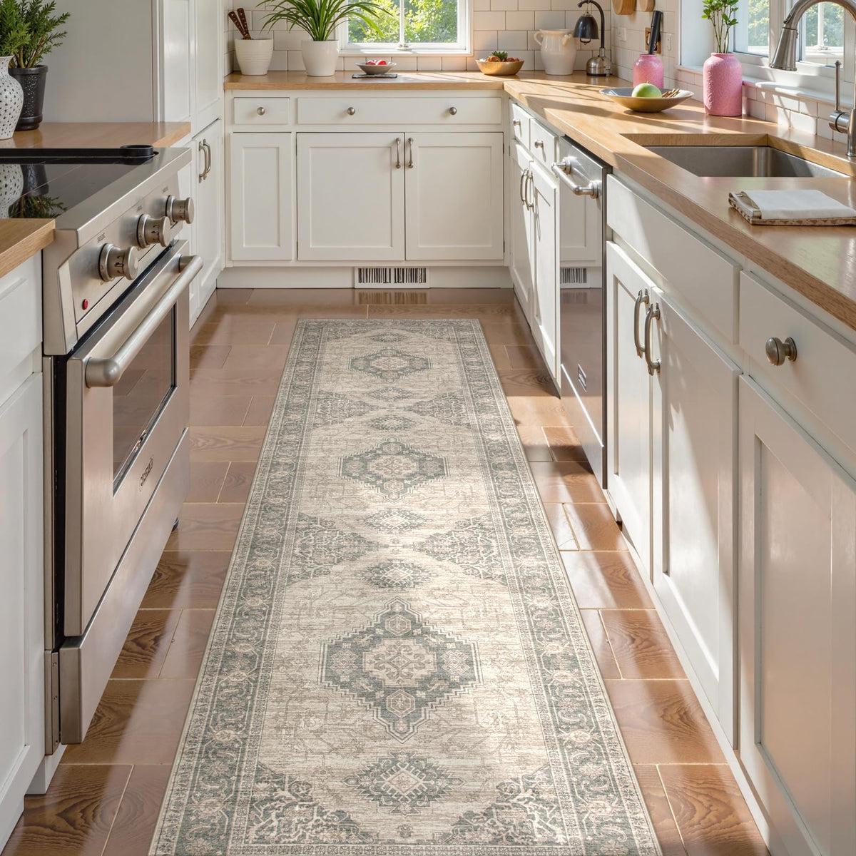 Lahome Oriental Kitchen Runner Rug Non Slip, 2x8 Runners for Hallways