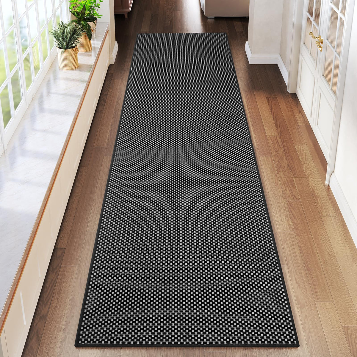 YDKGL 2x6 ft Low Pile Kitchen Runner Mat, Non Slip Washable, Brown