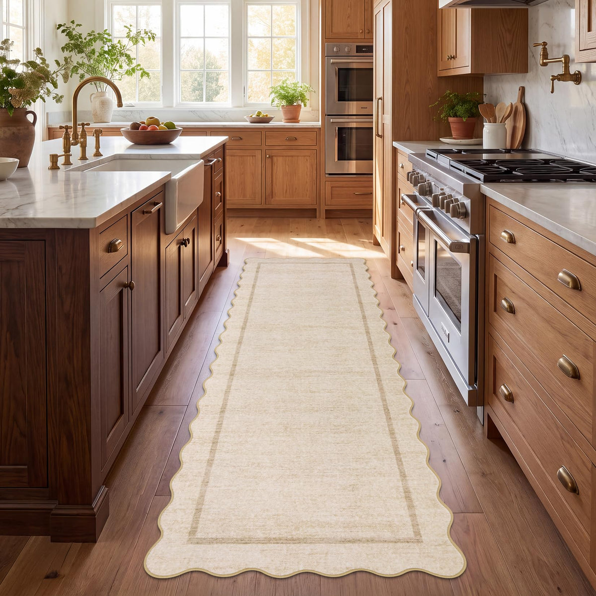 GarveeHome Scalloped Washable Runner Rug 2x6 Non Slip Kitchen Rugs