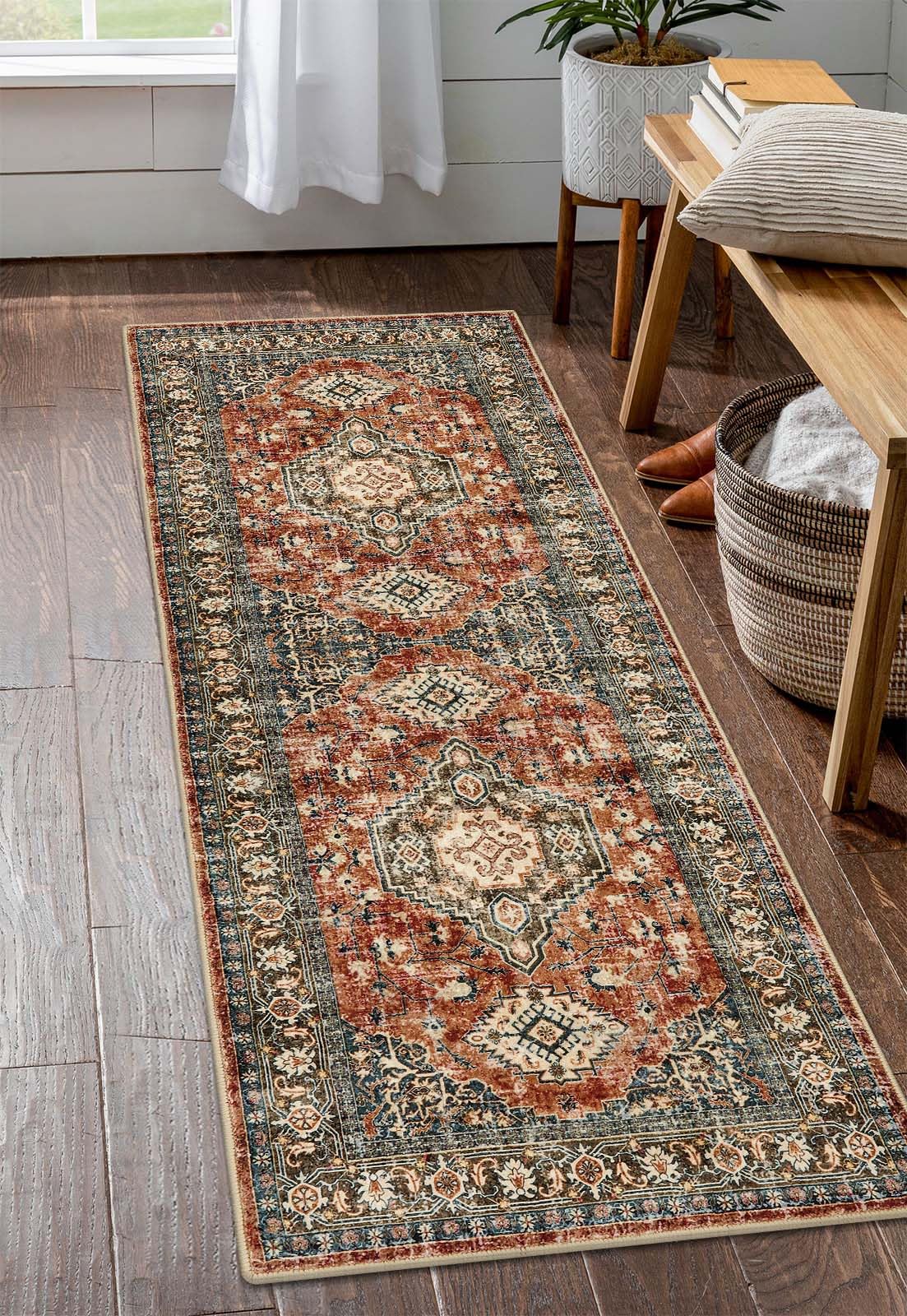 Lahome Oriental Kitchen Runner Rug Non Slip, 2x8 Runners for Hallways
