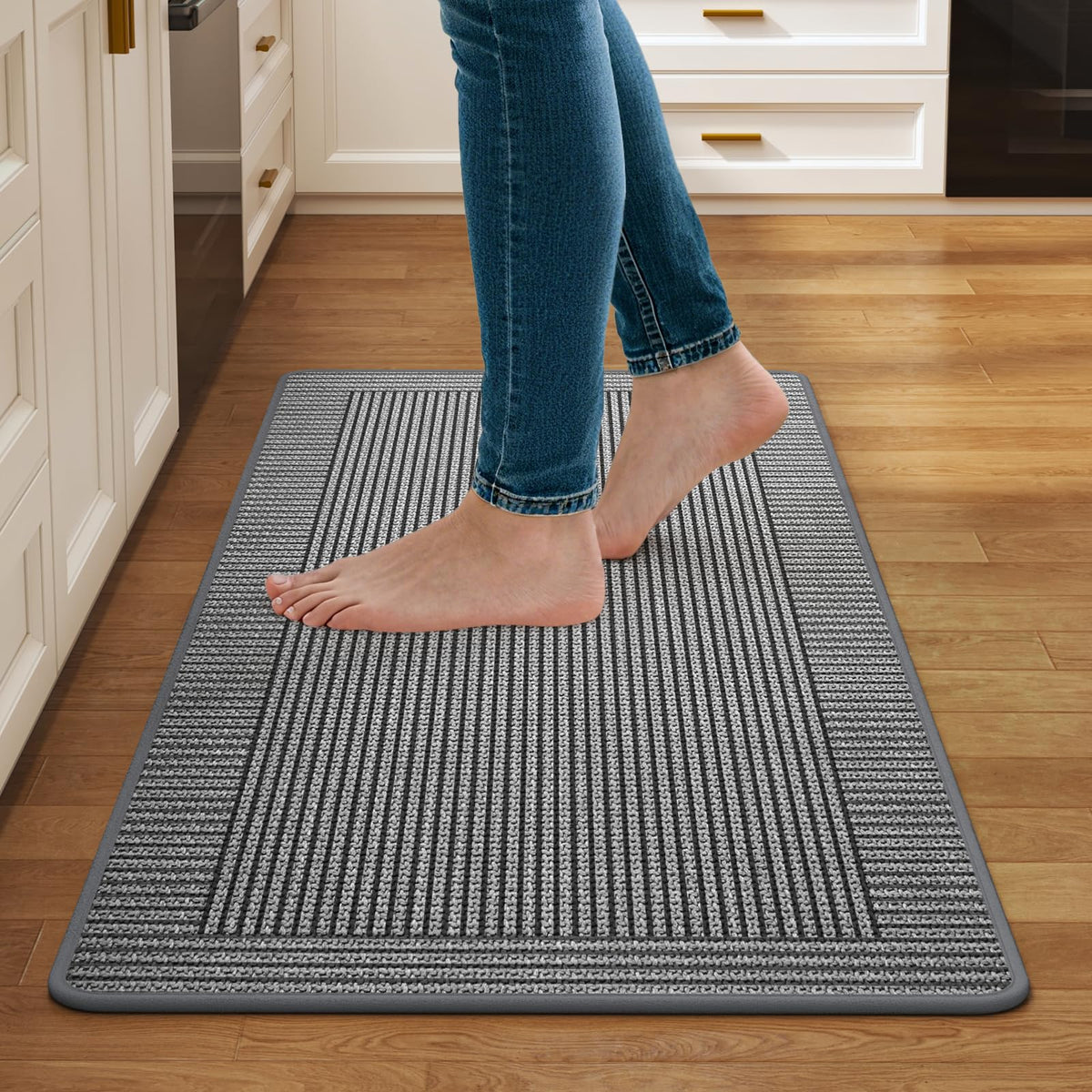 Kitchen Rugs Set of 2, Kitchen Mats for Floor,17x30+17x47 Brown
