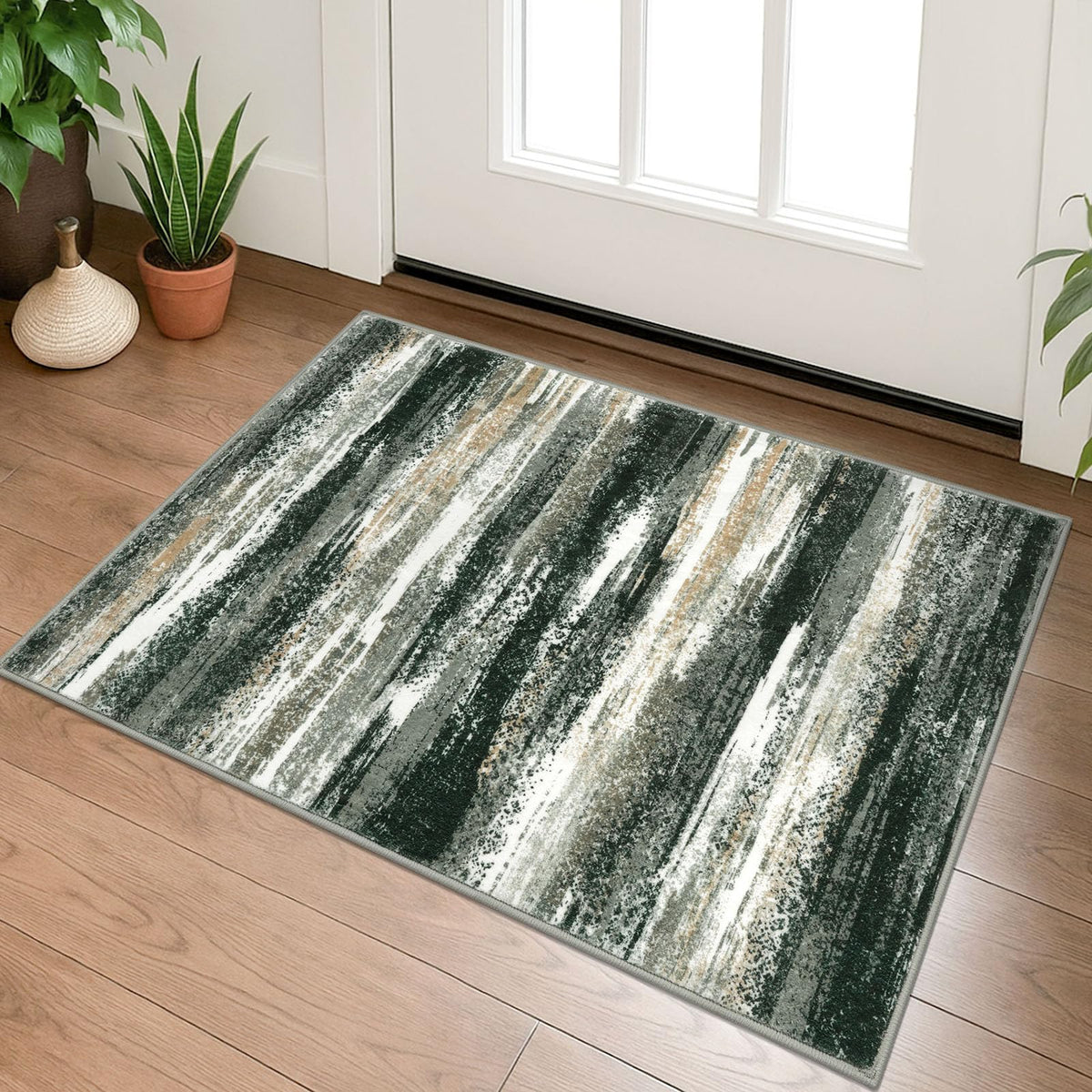 Lansny Modern Abstract 2x5 Runner Rug Non Slip Washable Kitchen Rugs