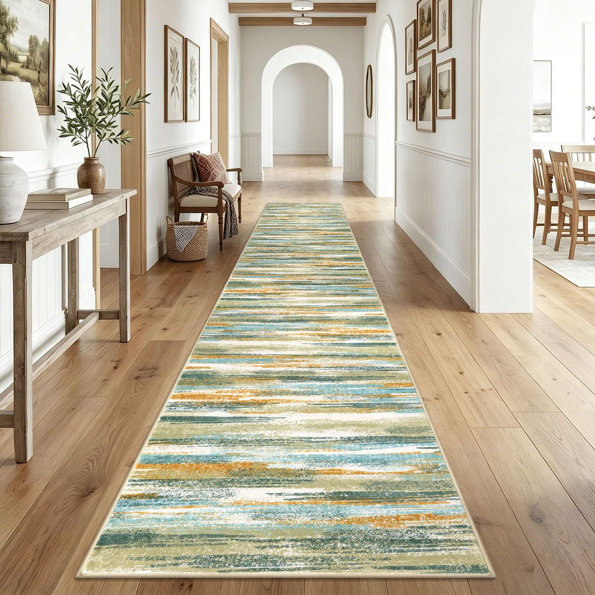 Lansny Modern Abstract 2x5 Runner Rug Non Slip Washable Kitchen Rugs