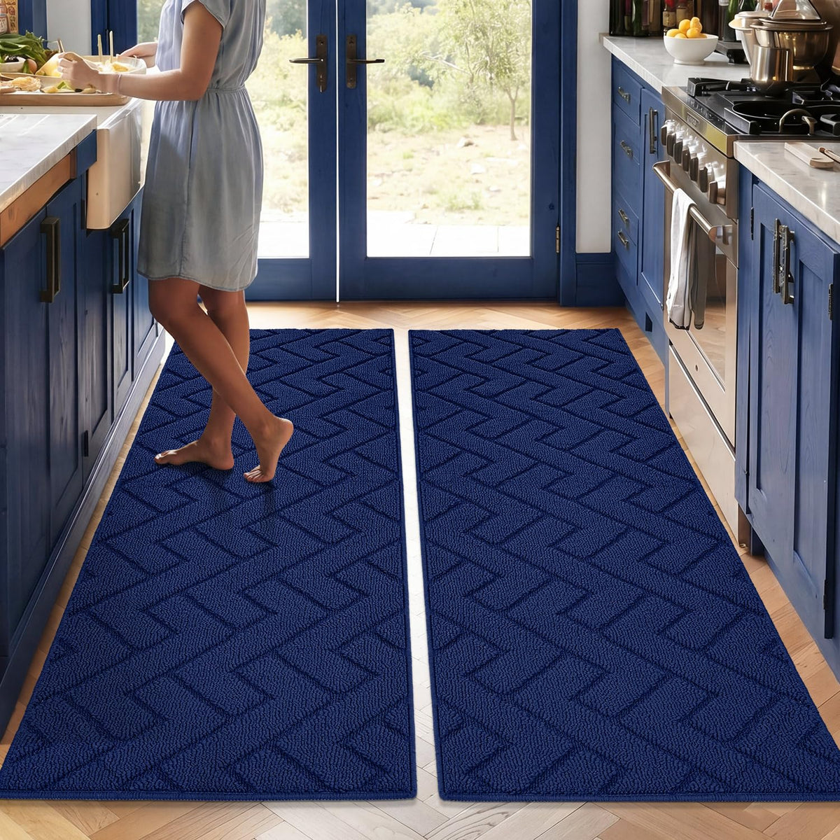 hicorfe Kitchen Runner Rug,20"x48"+20"x32" Kitchen Set,Non-Slip Kitchen Mat
