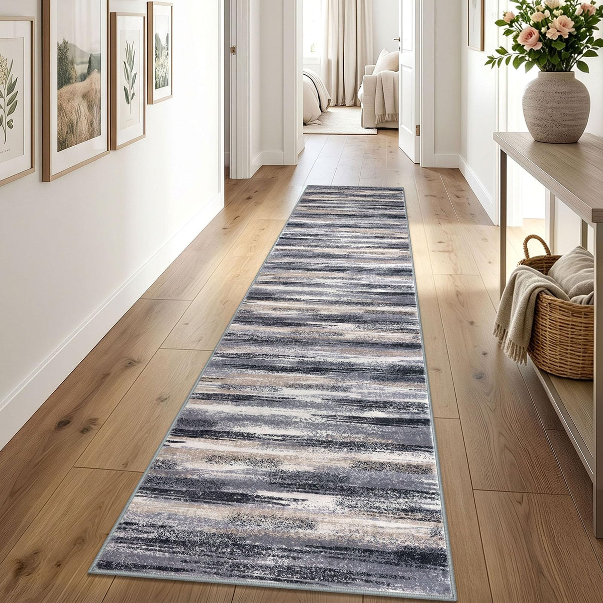 Lansny Modern Abstract 2x5 Runner Rug Non Slip Washable Kitchen Rugs