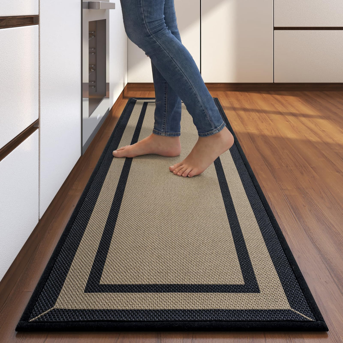 Kitchen Rugs, Non Slip Rubber Backing Kitchen Mat, 17"x30", Brown