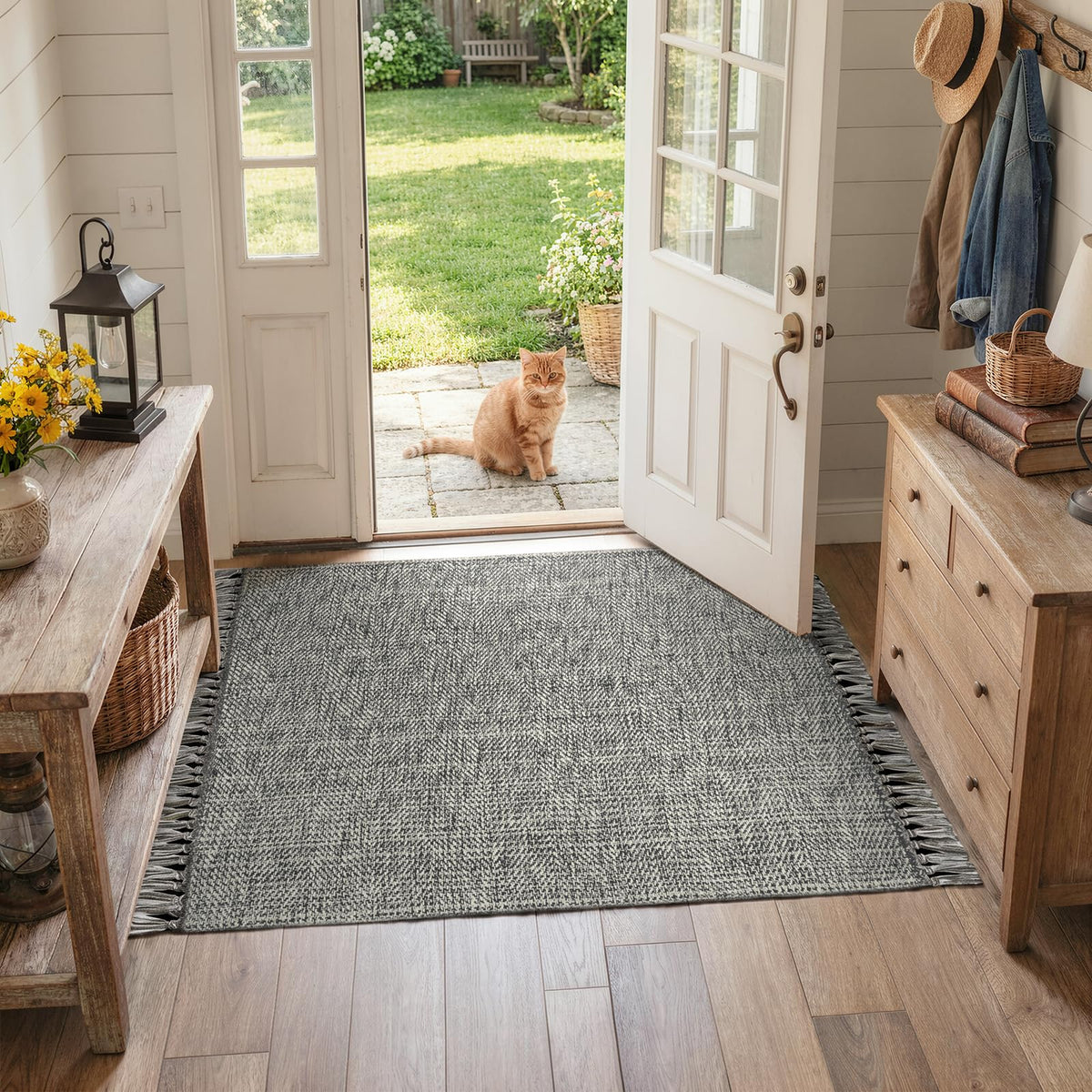Collive Bathroom Runner Rug, 2' x 5' Modern Farmhouse Kitchen Rugs