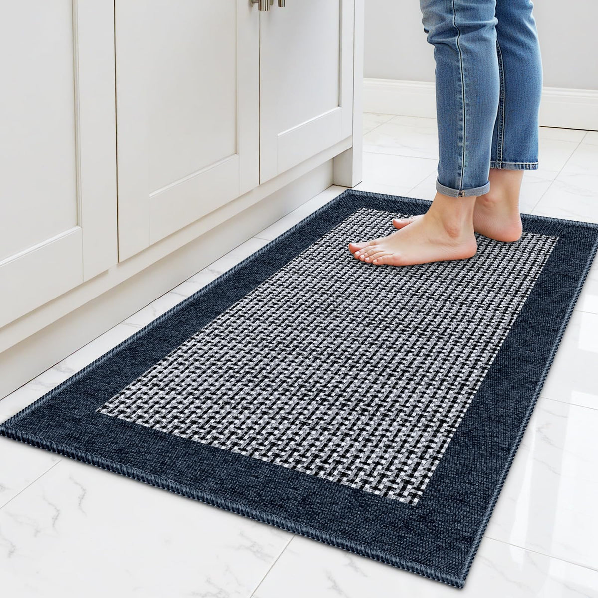 StepRite Chenille Kitchen Rug, Kitchen Mat for Floor, 32'' x 20'', Grey