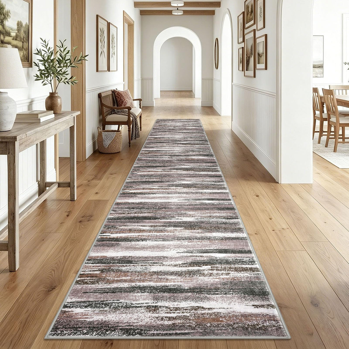 Lansny Modern Abstract 2x5 Runner Rug Non Slip Washable Kitchen Rugs