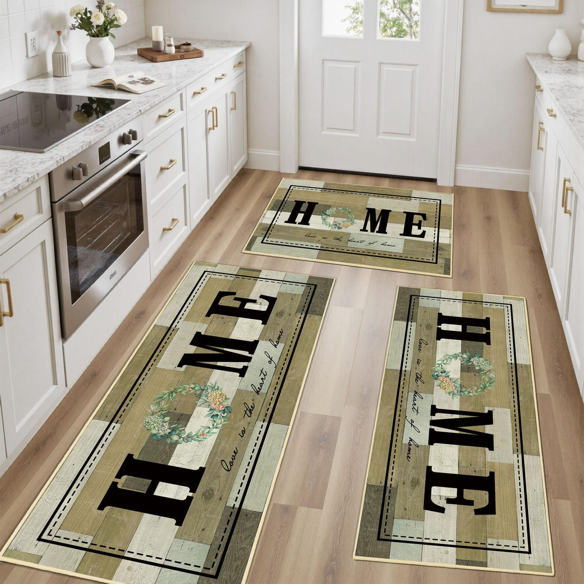 Kitchen Rugs Non Slip Washable Farmhouse Kitchen Mats for Floor, Rustic