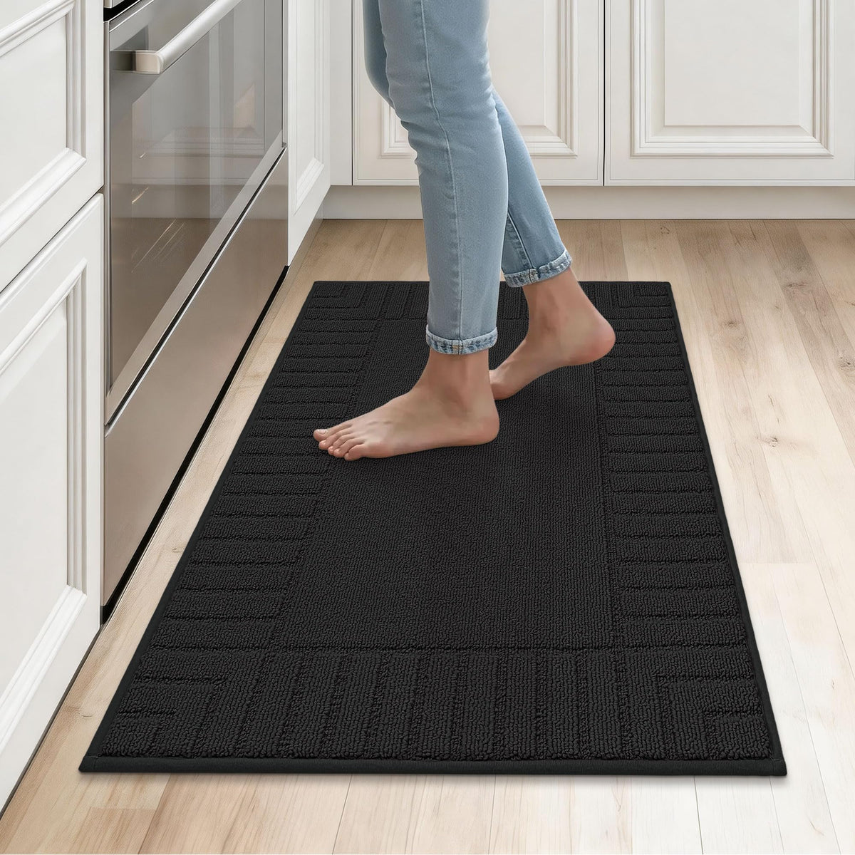 BEQHAUSE Kitchen Rugs 20"x30", Non Slip Washable Kitchen Floor Mat, Grey