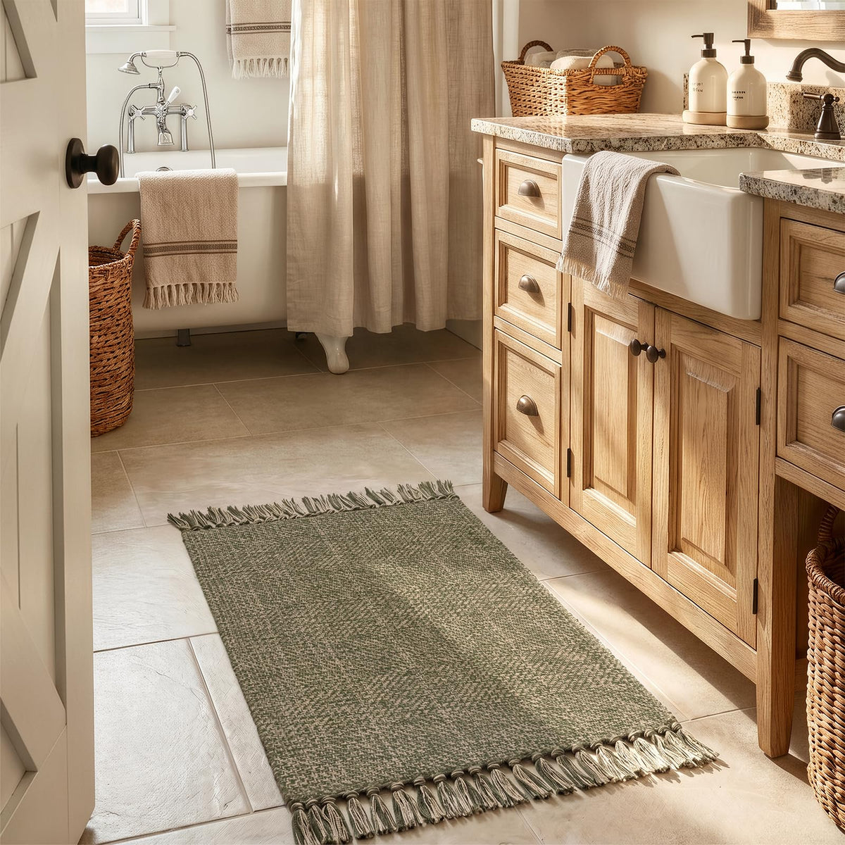Collive Bathroom Runner Rug, 2' x 5' Modern Farmhouse Kitchen Rugs