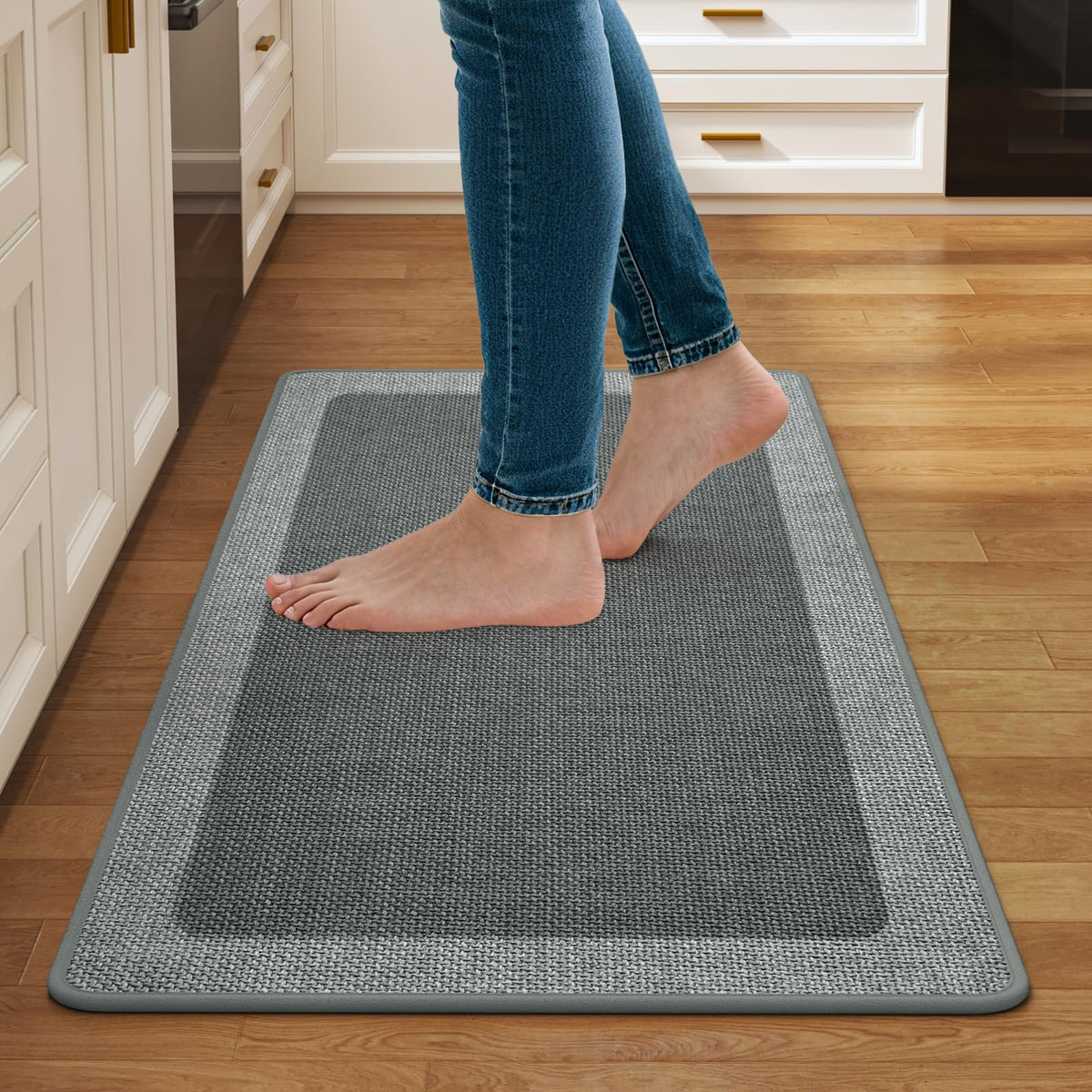 Kitchen Rugs, Non Slip Rubber Backing Kitchen Mat, 17"x30", Brown