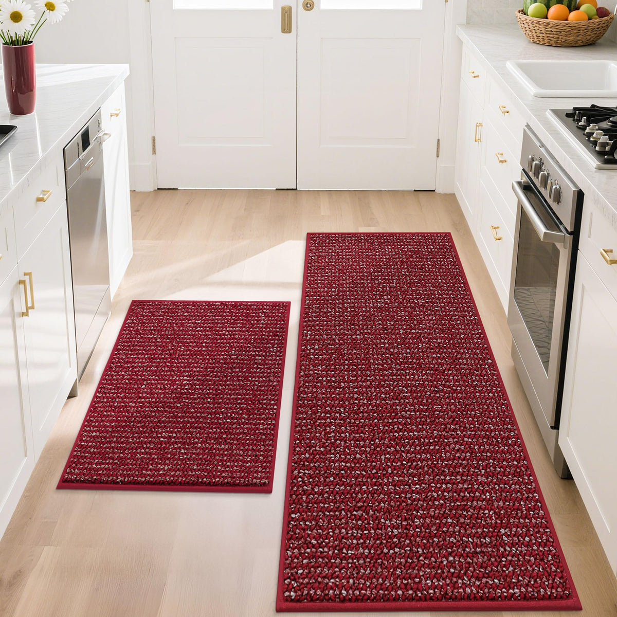 BEQHAUSE Kitchen Rugs 32"x48", Non-Slip Kitchen Mats for Floor, Taupe