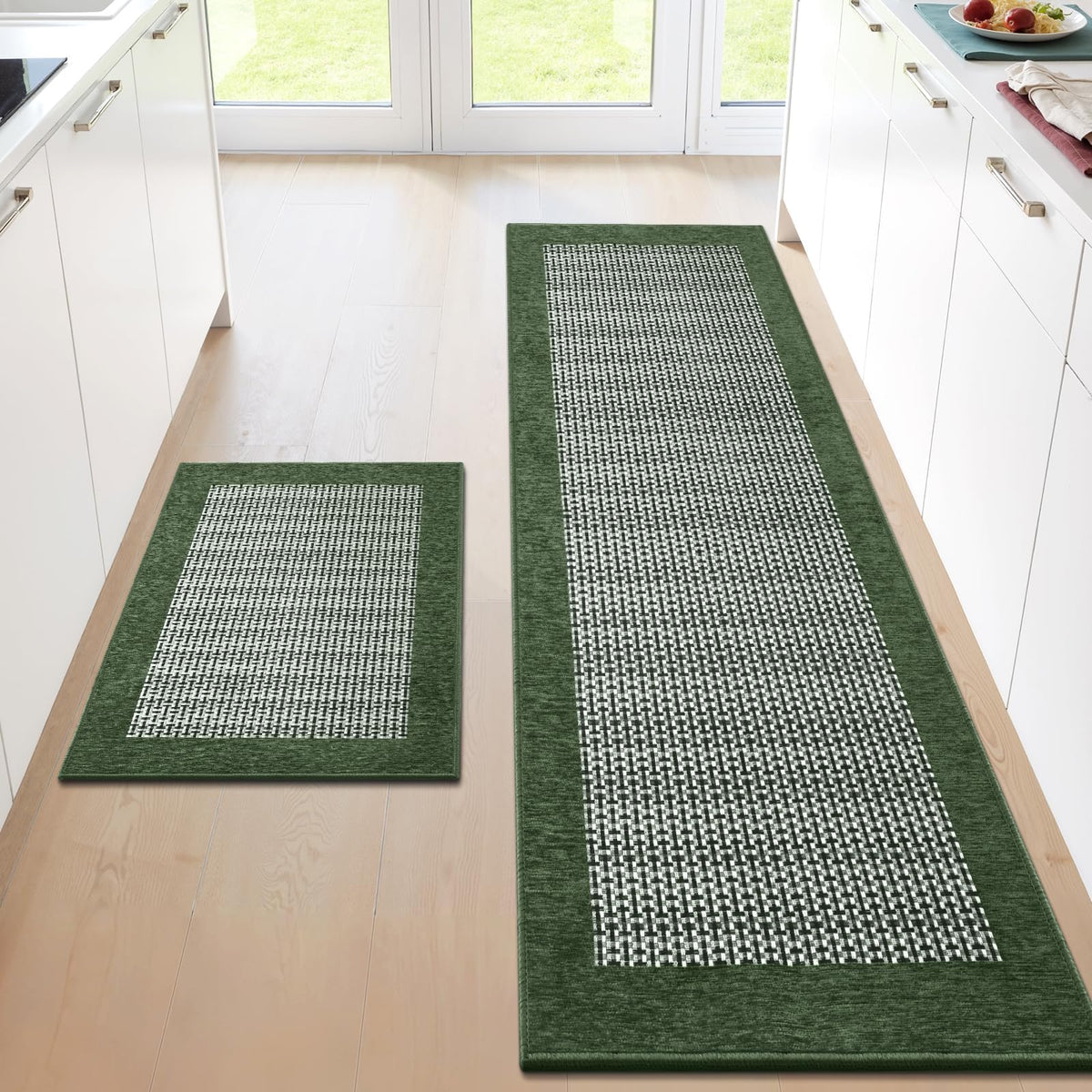 StepRite Kitchen Rugs 2 PCS, Kitchen Mats for Floor, 20"X32"+20"X47", Grey
