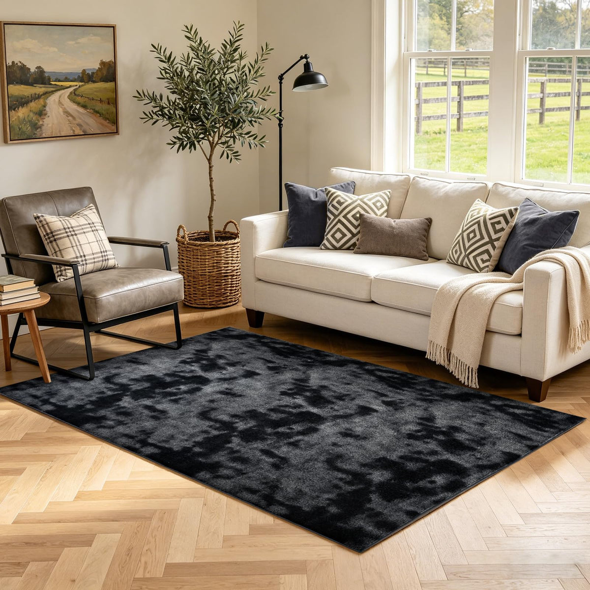 2x6 Grey Runner Rug Washable Non-Slip Soft for Kitchen Hallway Bathroom