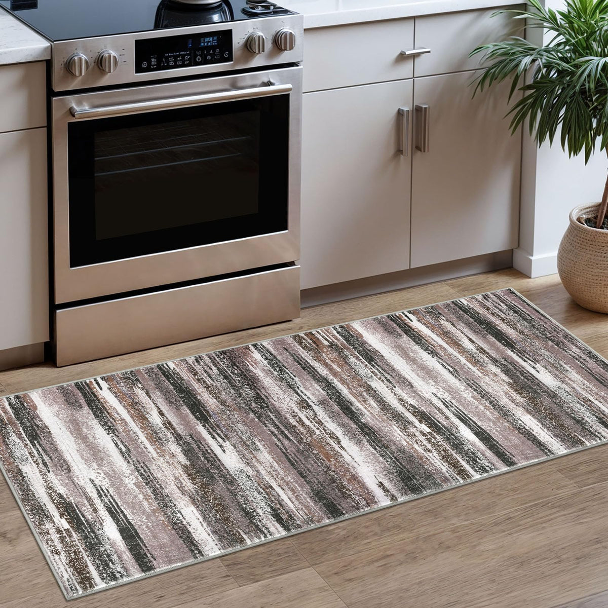 Lansny Modern Abstract 2x5 Runner Rug Non Slip Washable Kitchen Rugs