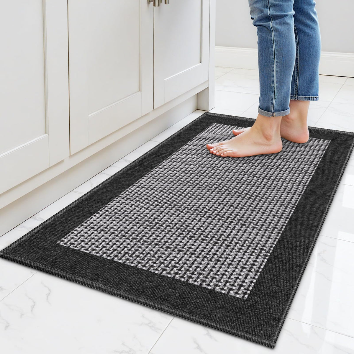 StepRite Chenille Kitchen Rug, Kitchen Mat for Floor, 32'' x 20'', Grey