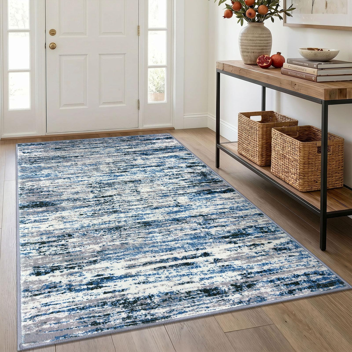 Lansny Modern Abstract 2x5 Runner Rug Non Slip Washable Kitchen Rugs