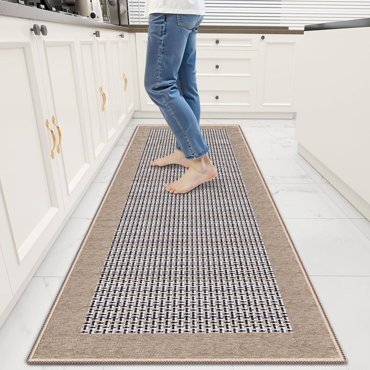 StepRite Chenille Kitchen Rug, Kitchen Mat for Floor, 32'' x 20'', Grey