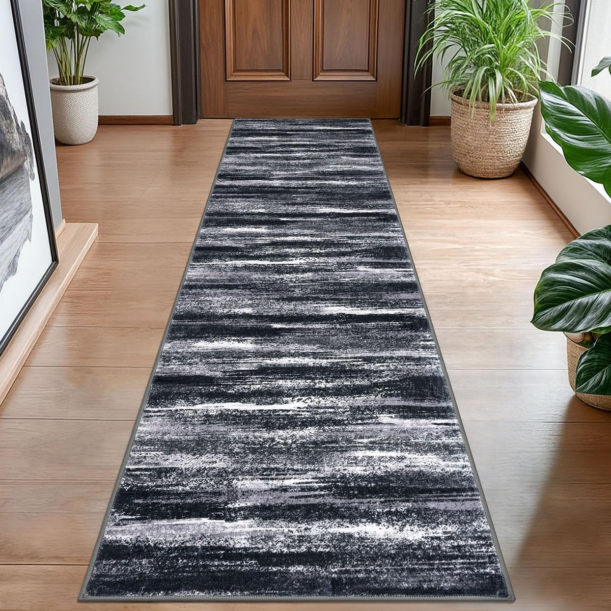 Lansny Modern Abstract 2x5 Runner Rug Non Slip Washable Kitchen Rugs