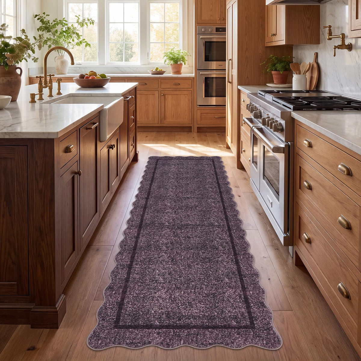 GarveeHome Scalloped Washable Runner Rug 2x6 Non Slip Kitchen Rugs