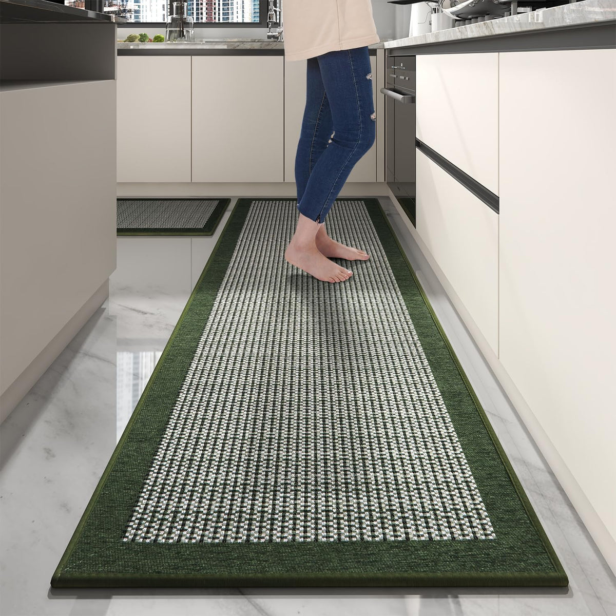 PADOOR Extra Large Kitchen Runner Rugs and Mats 2PCS, 2.5'x6'+20"x32",Grey