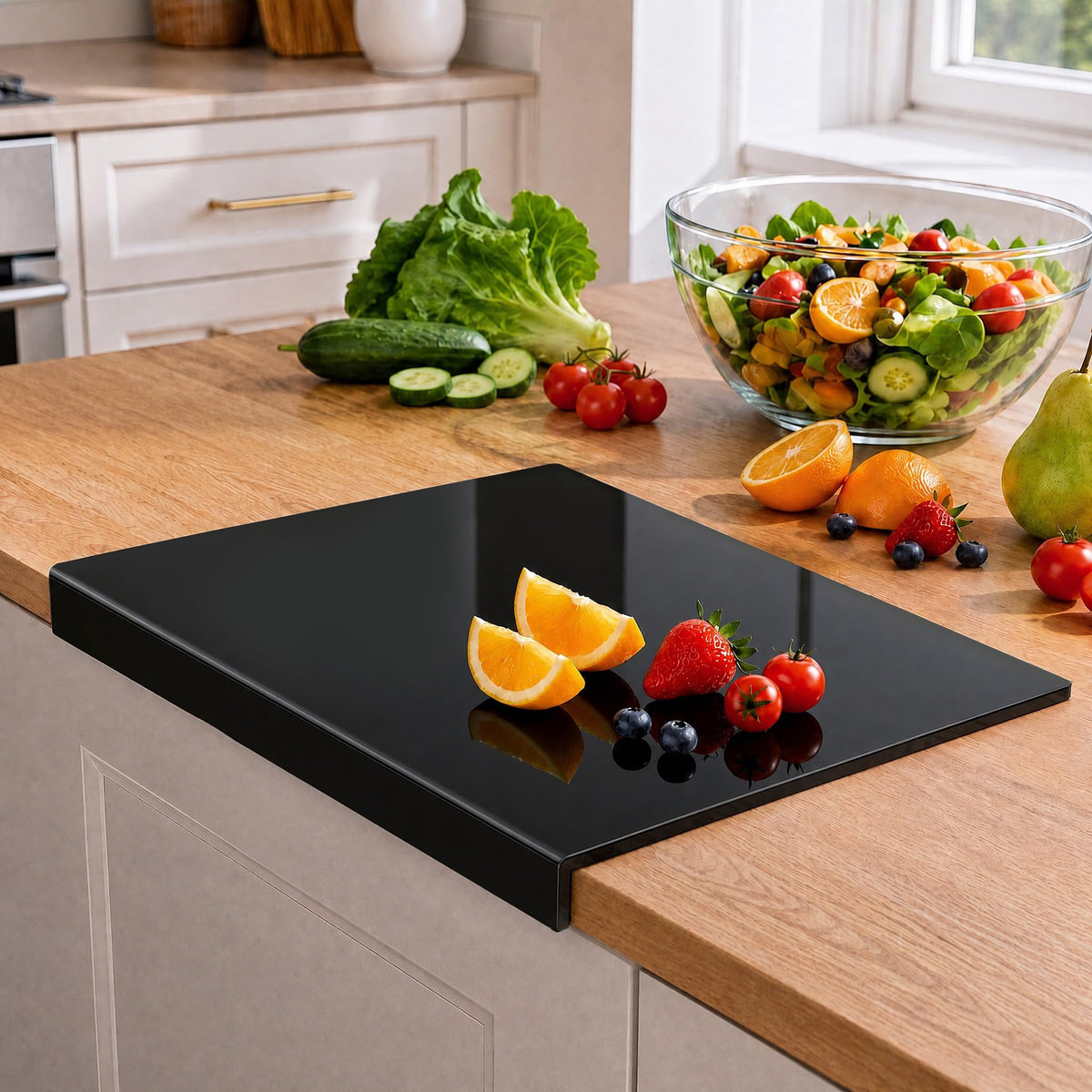 SWSKR Clear Acrylic Cutting Board with Counter Lip, 1pcs Black - 17''x13''
