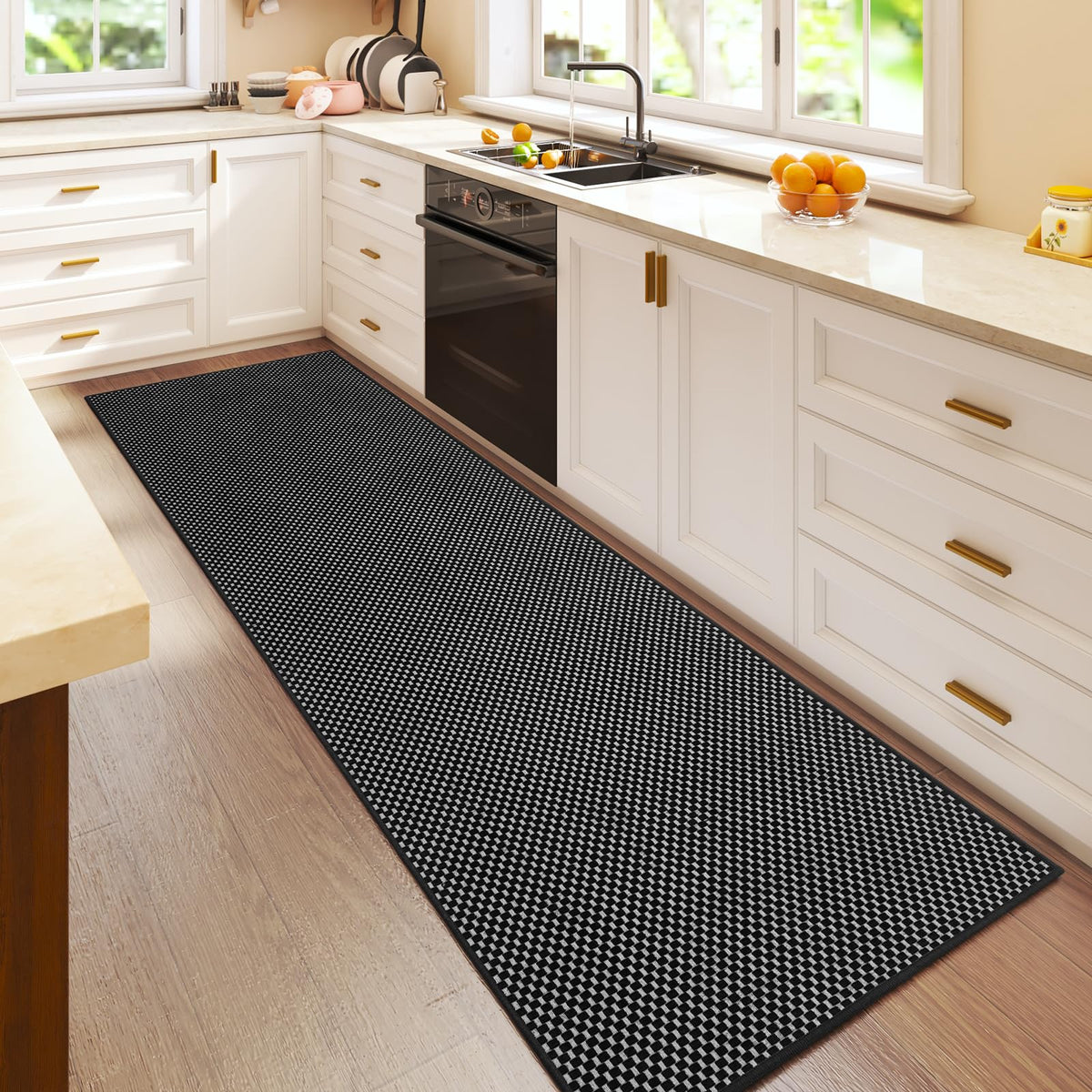 YDKGL 2x6 ft Low Pile Kitchen Runner Mat, Non Slip Washable, Brown