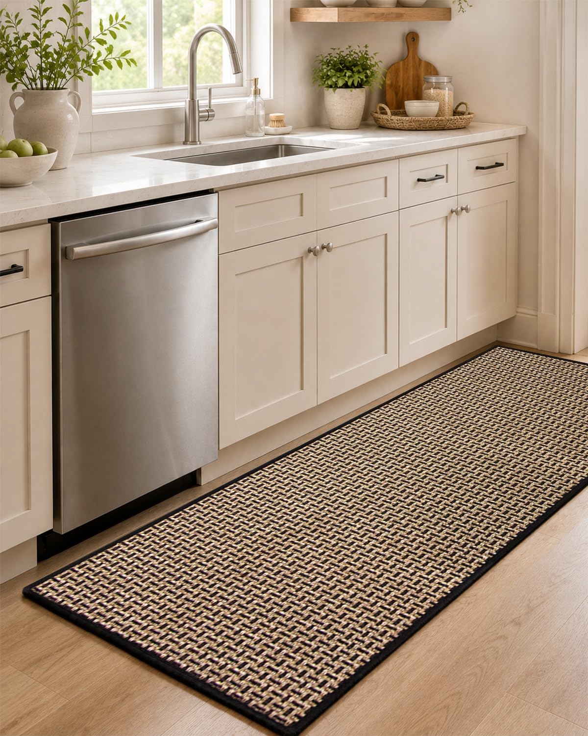 eqivei Kitchen Rugs Non Slip Washable 2-Piece Kitchen Mats for Floor, Black
