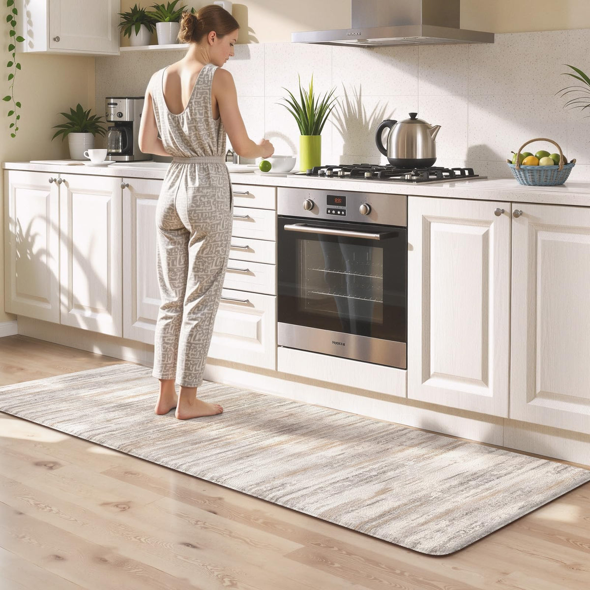 KIMODE Anti Fatigue Kitchen Mats for Floor 2 Piece, Abstract Kitchen Rugs