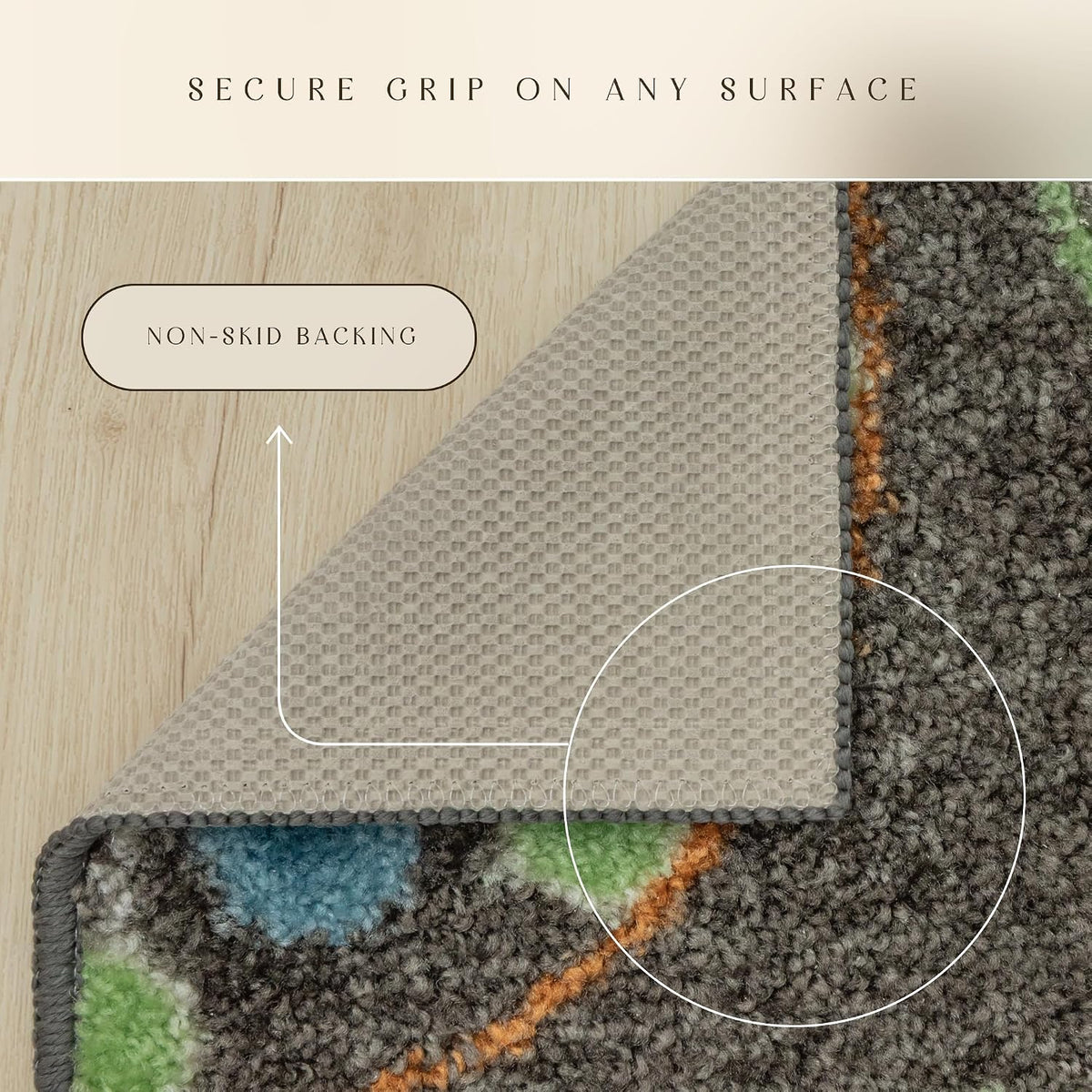 Maples Rugs Reggie Bohemian Floral Print Kitchen Rug, 2'6 x 3'10, Dark Grey