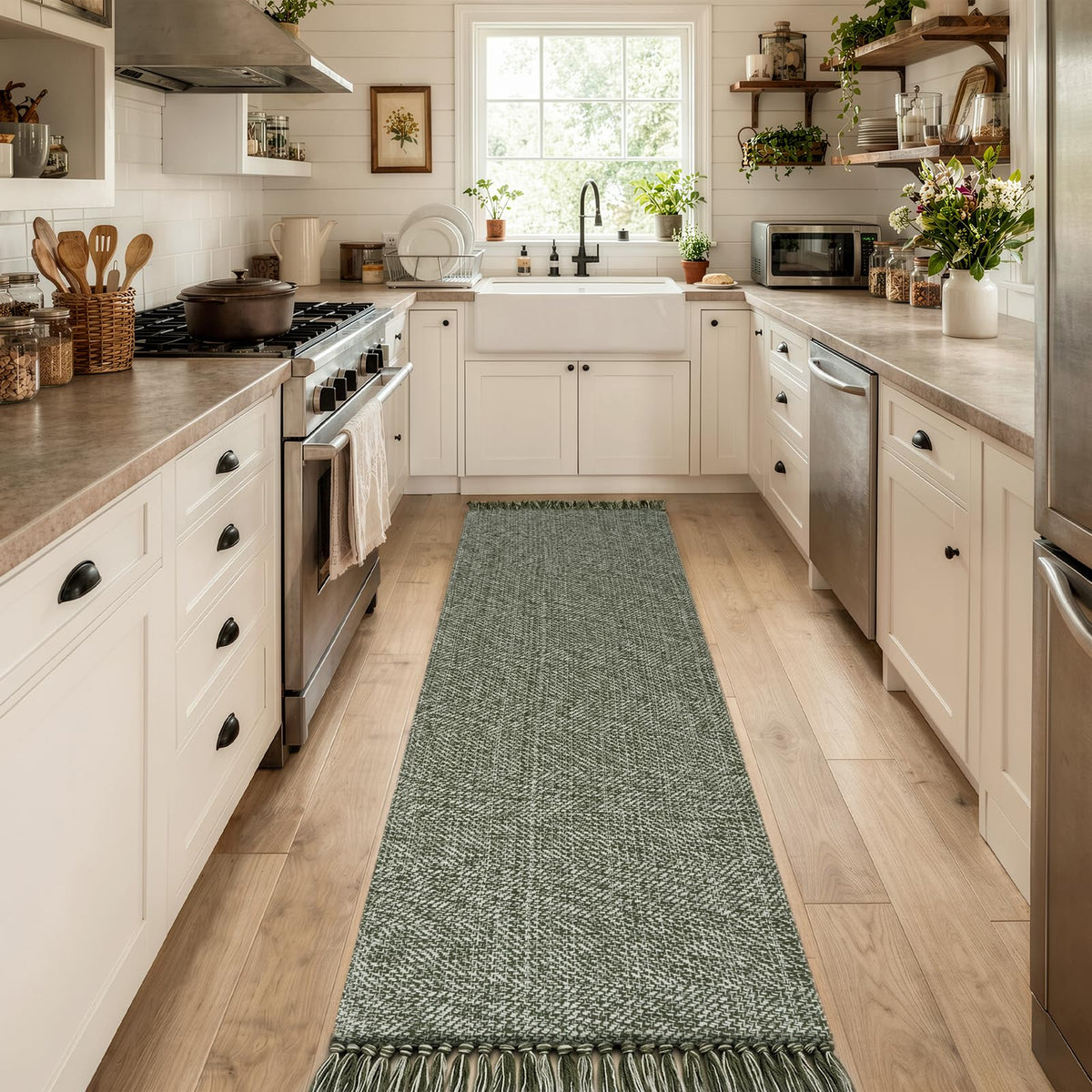 Collive Bathroom Runner Rug, 2' x 5' Modern Farmhouse Kitchen Rugs