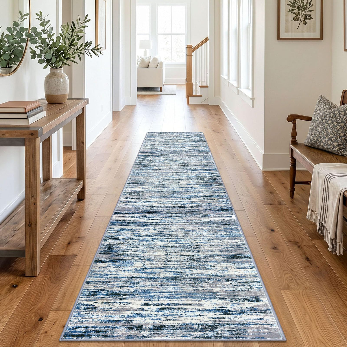 Lansny Modern Abstract 2x5 Runner Rug Non Slip Washable Kitchen Rugs