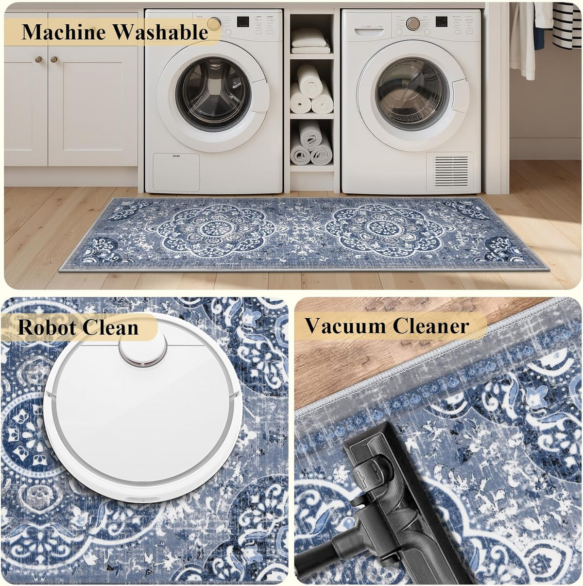 Ileading Kitchen Rugs Set 3 Piece, Non Slip Washable Kitchen Mats for Floor