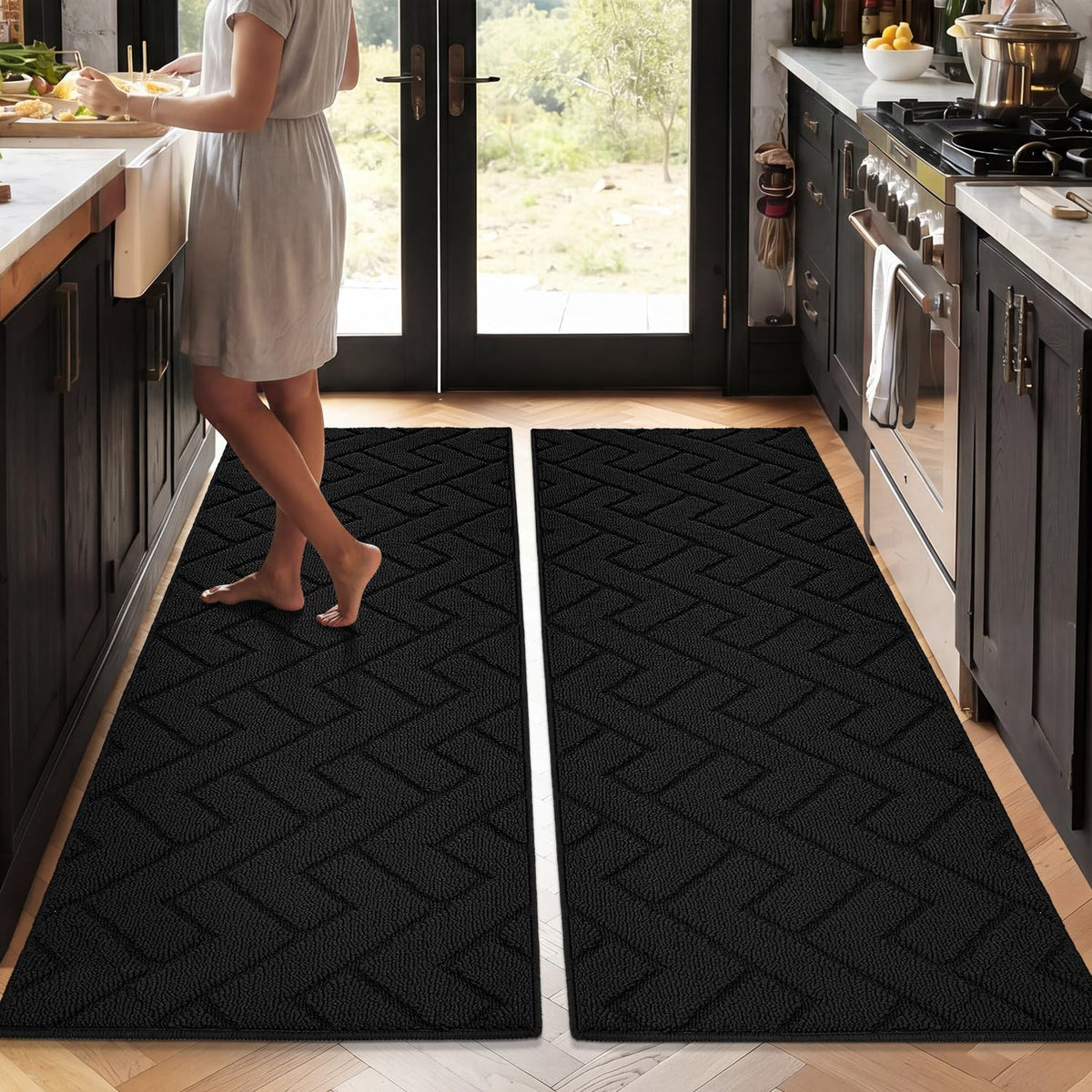 hicorfe Kitchen Runner Rug,20"x48"+20"x32" Kitchen Set,Non-Slip Kitchen Mat