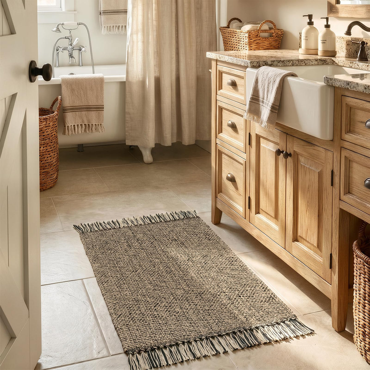Collive Bathroom Runner Rug, 2' x 5' Modern Farmhouse Kitchen Rugs