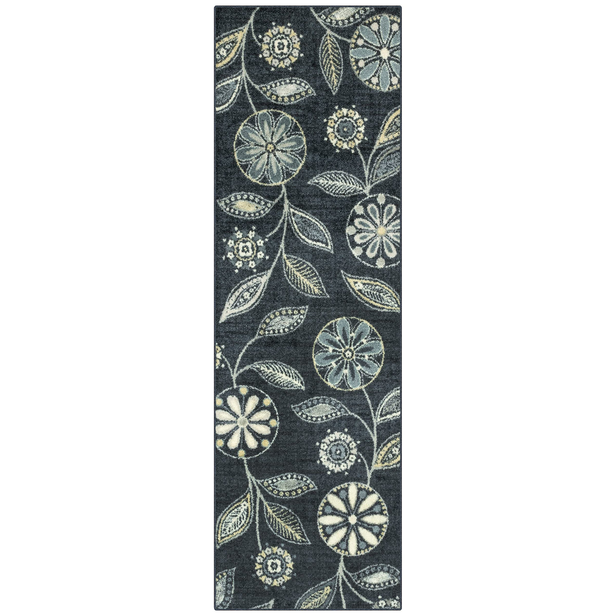 Maples Rugs Reggie Bohemian Floral Print Kitchen Rug, 2'6 x 3'10, Dark Grey