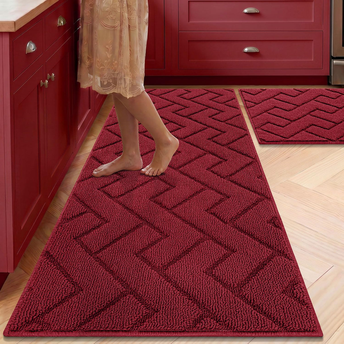 hicorfe Kitchen Runner Rug,20"x48"+20"x32" Kitchen Set,Non-Slip Kitchen Mat
