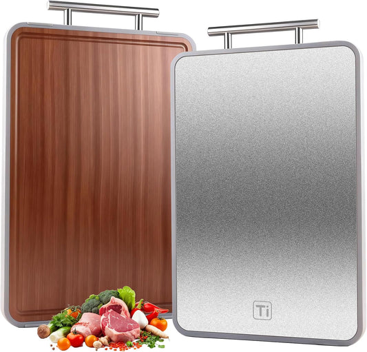 Titanium Cutting Board, Double-Sided Ebony Wood Cutting Board