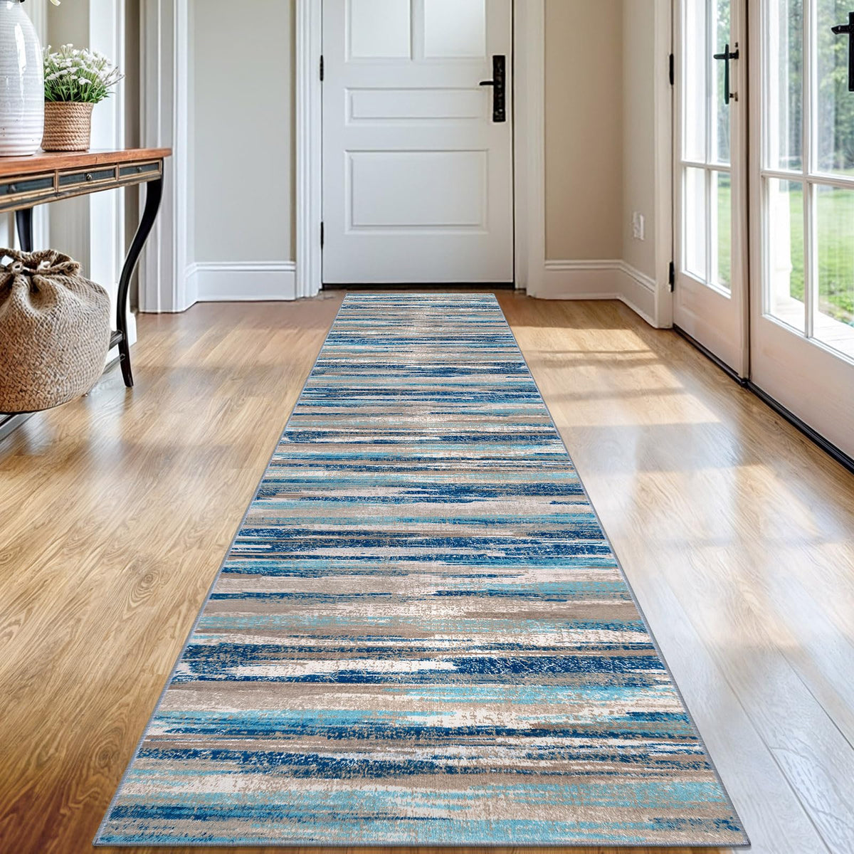 Lansny Modern Abstract 2x5 Runner Rug Non Slip Washable Kitchen Rugs