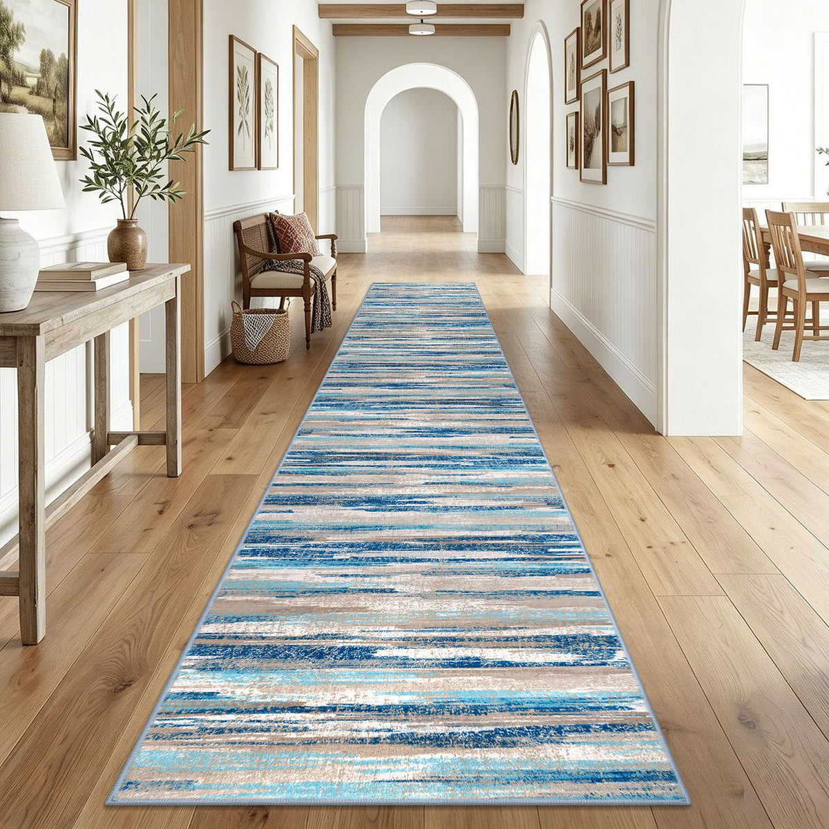 Lansny Modern Abstract 2x5 Runner Rug Non Slip Washable Kitchen Rugs