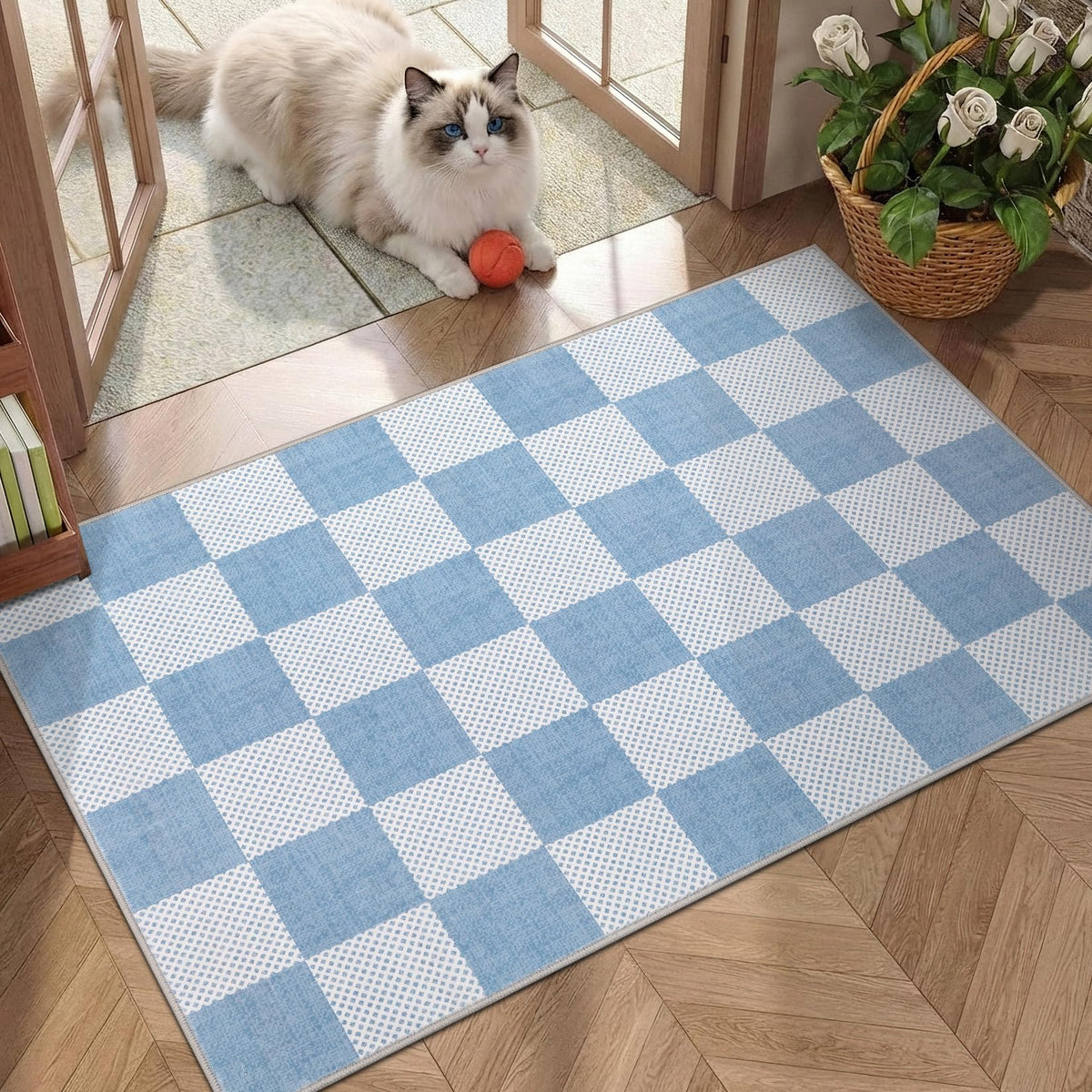 GarveeHome Checkered Pink 2x6 Washable Kitchen Runner Rug Low-Pile Entryway