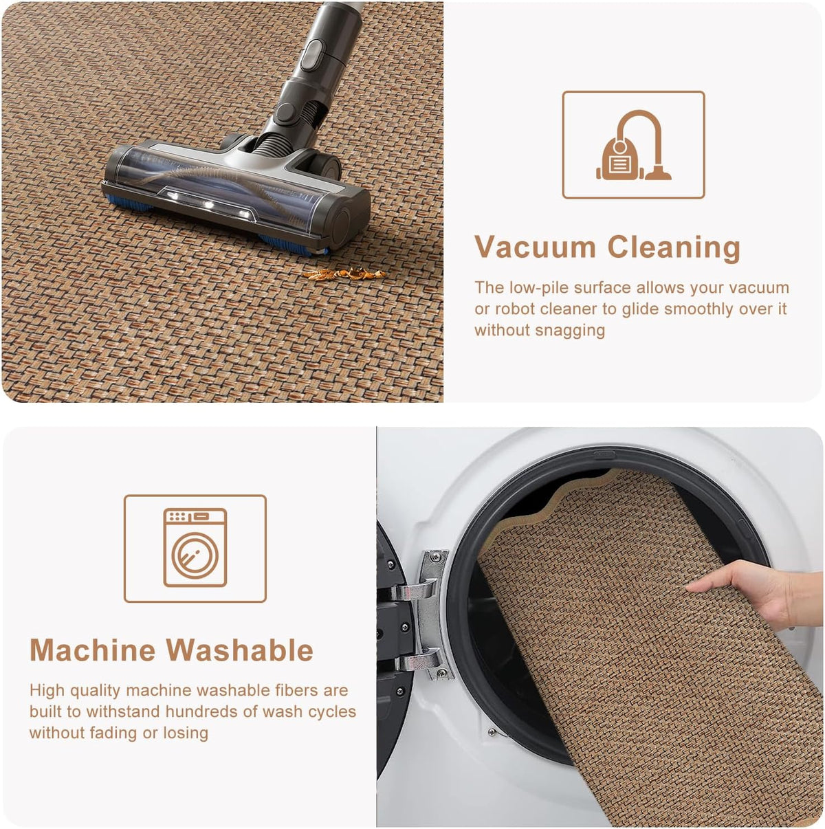 KIMODE Kitchen Rugs and Mats Set of 2 Scalloped Kitchen Mats for Floor