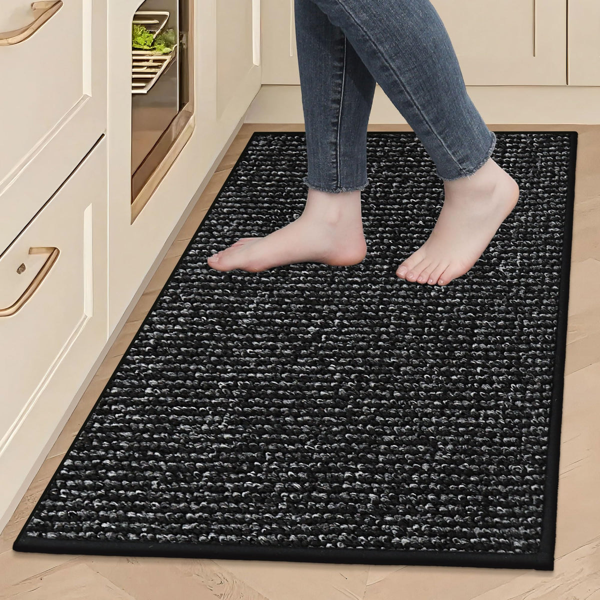 BEQHAUSE Kitchen Rugs 32"x48", Non-Slip Kitchen Mats for Floor, Taupe