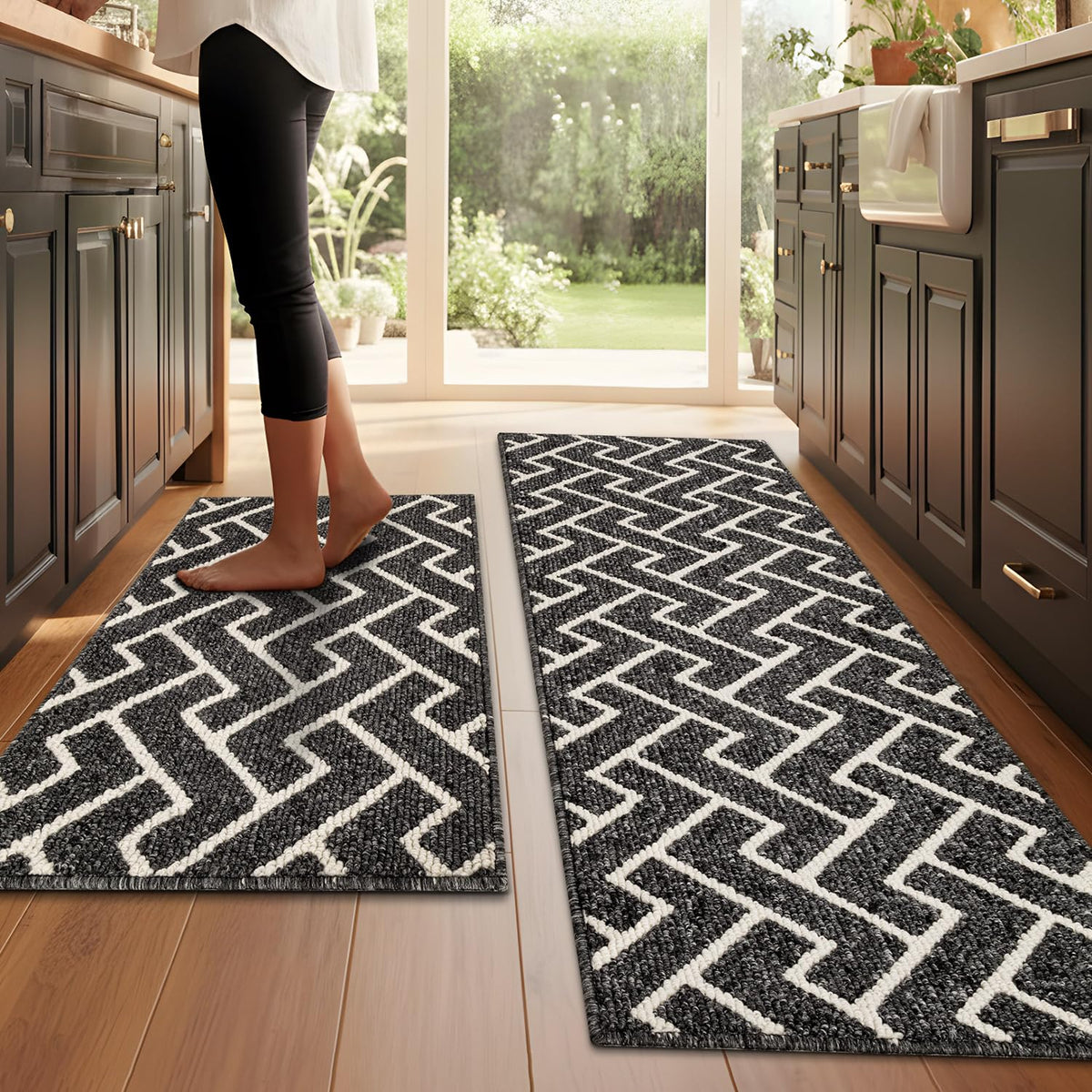 hicorfe Kitchen Runner Rug,20"x48"+20"x32" Kitchen Set,Non-Slip Kitchen Mat