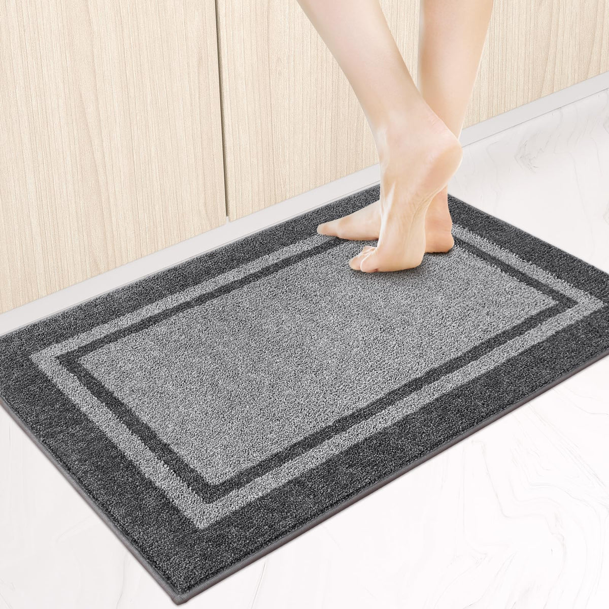 Kitchen Rugs 24" x 36", Non-Slip Kitchen Mats, Beige & Grayish Brown