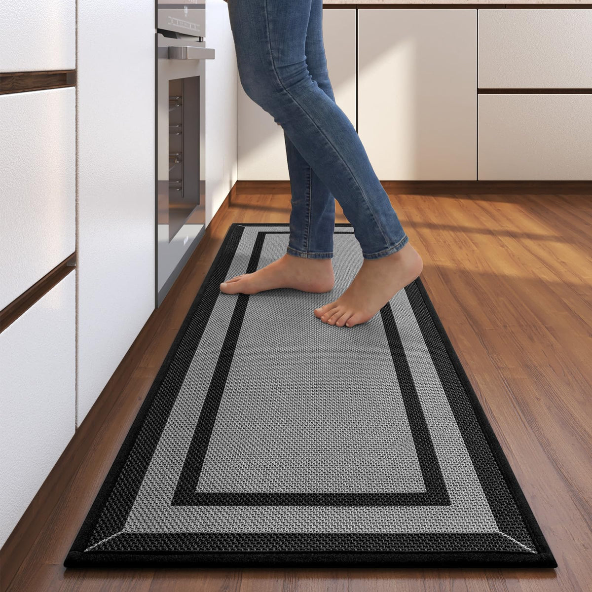 Kitchen Rugs, Non Slip Rubber Backing Kitchen Mat, 17"x30", Brown