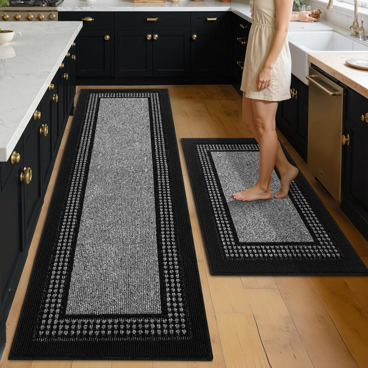 hicorfe Kitchen Runner Rugs,Set of 2 Non Slip Kitchen Mats for Floor