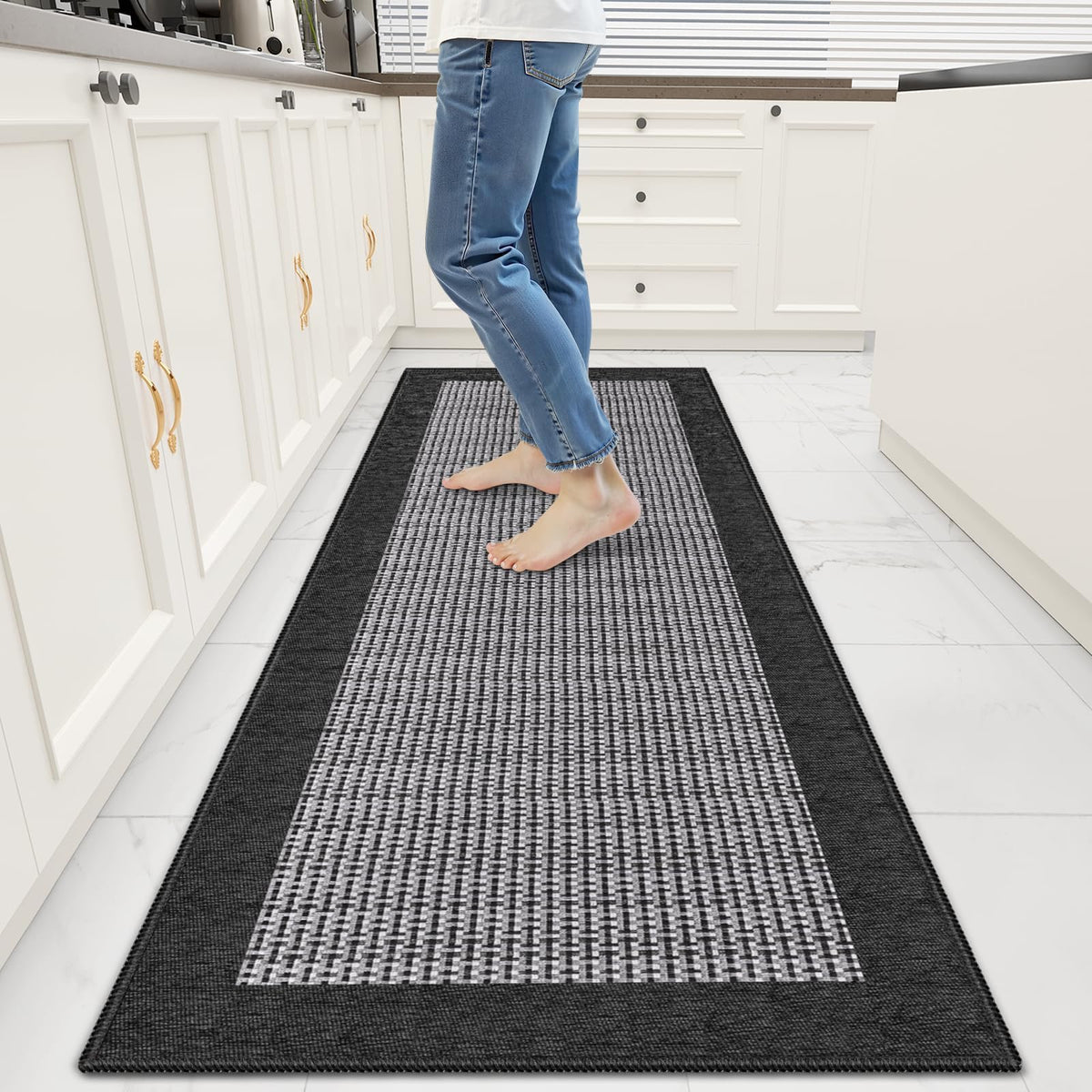 StepRite Chenille Kitchen Rug, Kitchen Mat for Floor, 32'' x 20'', Grey